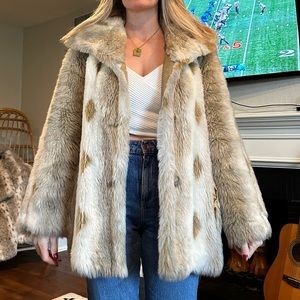 Faux fur coat - unique fun color with diamonds.